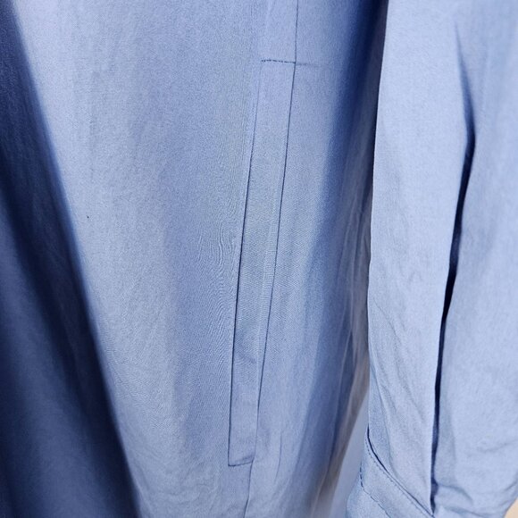 MaxMara Midi Shirt Dress Sz 10 Blue Cotton Side Pockets Swing Long Sleeve - Picture 7 of 13